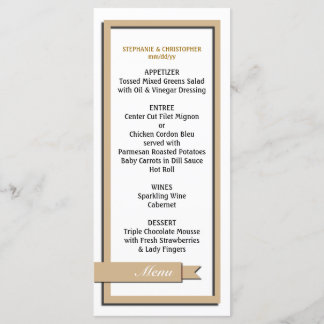 Light Brown Ribbon Wedding Menu / Program