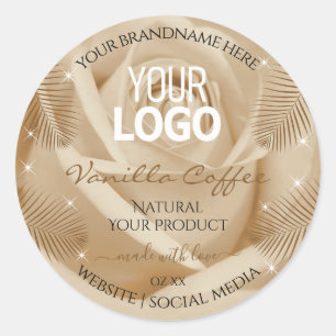 Light Brown Rose Palm Leaves Product Labels Logo