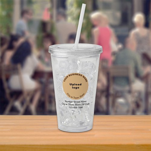 Light Brown Round Business Brand on Acrylic Tumbler