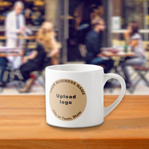 Light Brown Round Business Brand on Espresso Mug