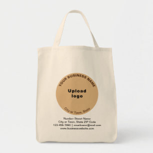Light Brown Round Shape Business Brand on Grocery Tote Bag