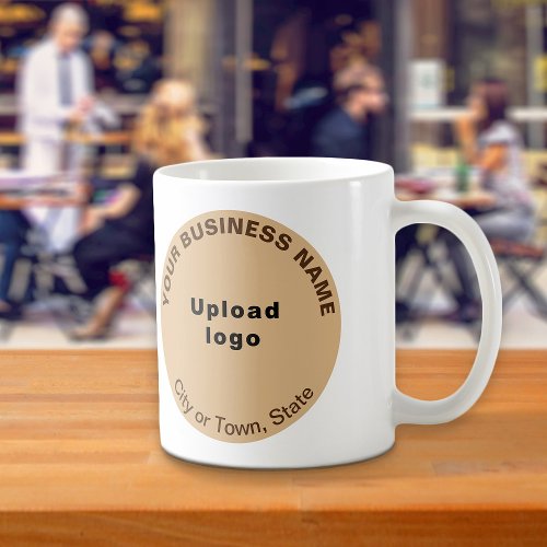 Light Brown Round Shape Business Brand on Mug