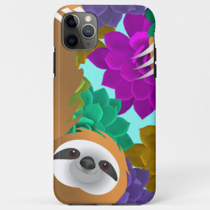Light Brown Sloth Photographer in Colorful Jungle iPhone 11 Pro Max Case