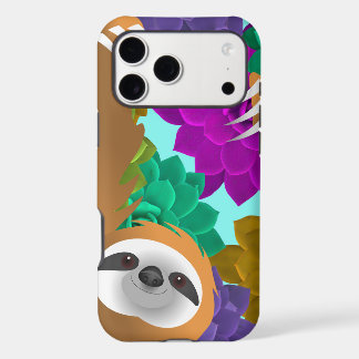 Light Brown Sloth Photographer in Colorful Jungle iPhone 17 Pro Max Case