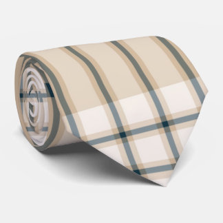 Light Brown Stripped Elegant Tartan Plaid Neck Tie