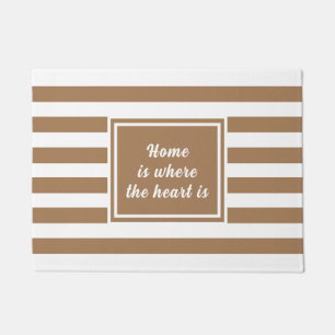 Light brown & White Stripe Personalized Door Mat