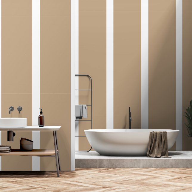 Light Brown + White Stripe  Wallpaper (Bathroom)