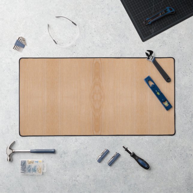 Light brown wood grain elegant print desk mat (Workstation)