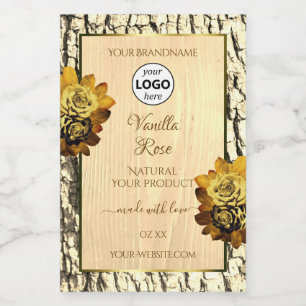 Light Brown Wood Grain Roses Product Labels Logo