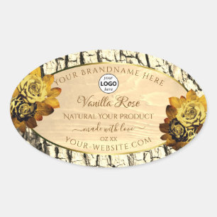 Light Brown Wood Grain Roses Product Labels Logo