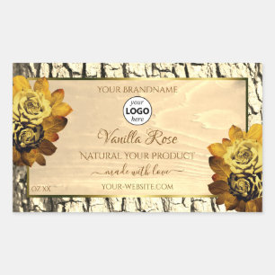 Light Brown Wood Grain Roses Product Labels Logo
