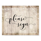 Light Brown Wood & Lights Please Sign