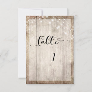 Light Brown Wood & Lights Table Number Card