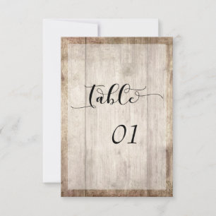 Light Brown Wood & Lights Table Number Card