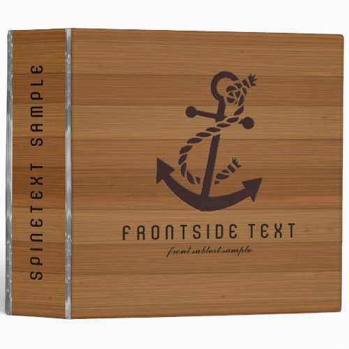 Light Brown Wood With Nautical Anchor 2 Binder