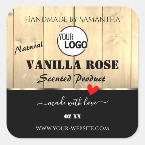 Light Brown Wooden Boards Product Labels with Logo