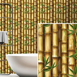 Light Brown Yellow Gold Bamboo Wall Fence Wallpaper