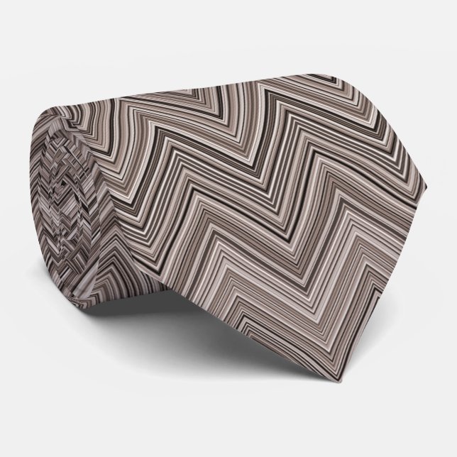 Light Brown Zigzag Pattern  Neck Tie (Rolled)