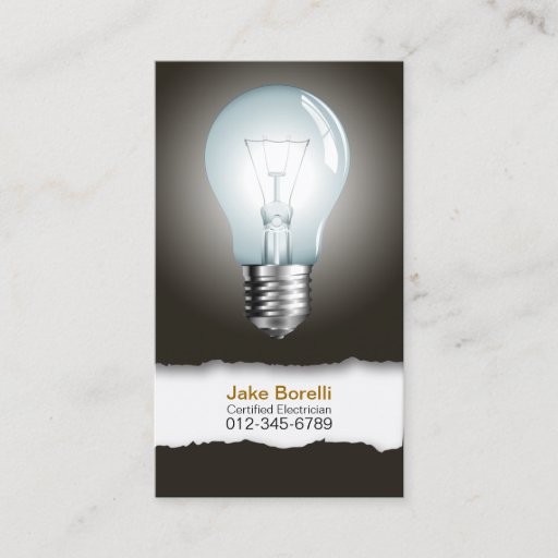 Customizable Light Bulb Black Business Card