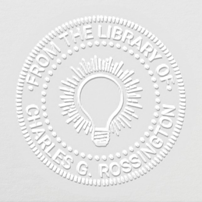 Light Bulb Bright Idea Round Library Book Embosser (Design)