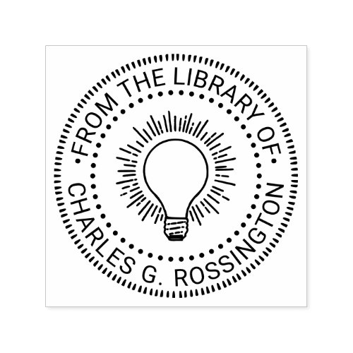 Light Bulb Bright Idea Round Library Book Self_inking Stamp