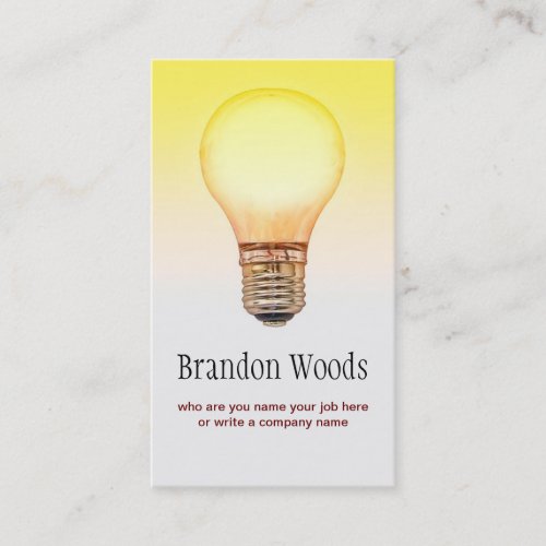 light bulb business card