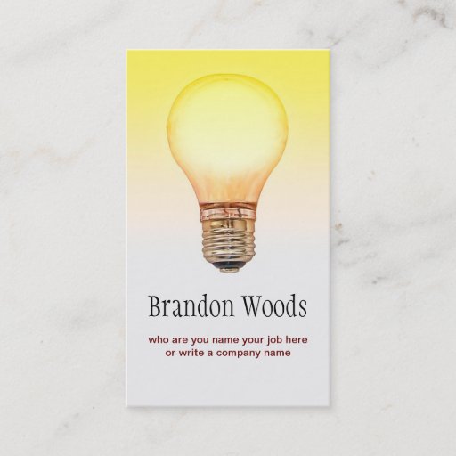 Customizable light bulb business card