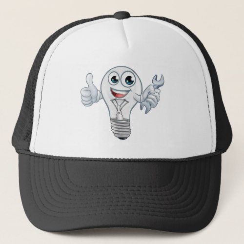 Light Bulb Cartoon Character Lightbulb Mascot Trucker Hat