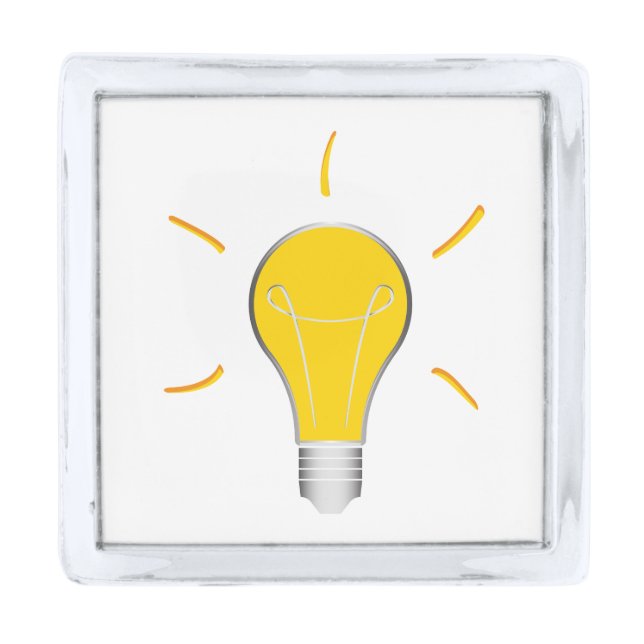 Light Bulb creative idea Silver Finish Lapel Pin (Front)