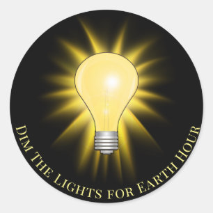 Light Bulb Dim The Lights Earth Hour Classic Round Sticker