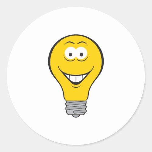 Light Bulb Face Classic Round Sticker