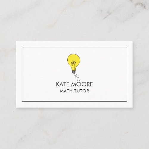 Light Bulb Idea Symbol Tutor Minimalist Business Card