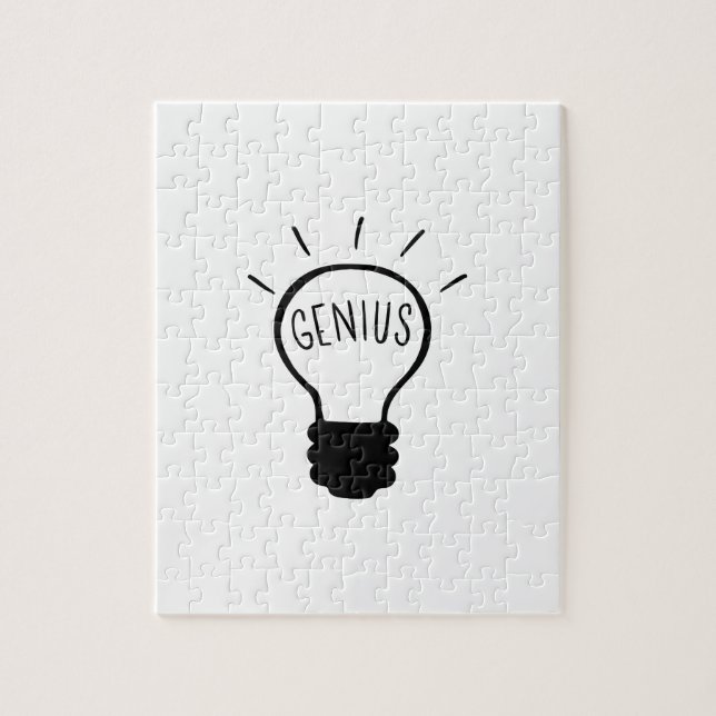 Light bulb in black and white jigsaw puzzle (Vertical)