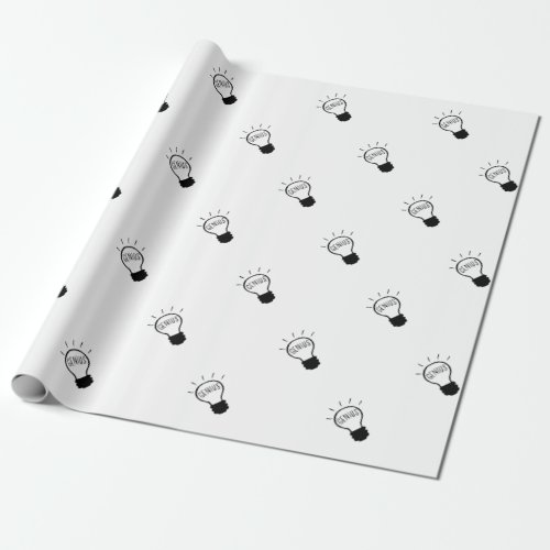 Light bulb in black and white wrapping paper