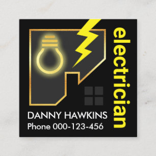 Light Bulb In Darkness Square Business Card