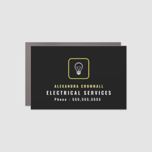 LIGHT BULB LOGO on BLACK for ELECTRICIANS Car Magnet