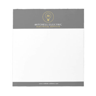 LIGHT BULB MONOGRAM LOGO for ELECTRICANS Notepad