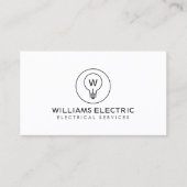 LIGHT BULB MONOGRAM LOGO on WHITE for ELECTRICANS Business Card (Front)