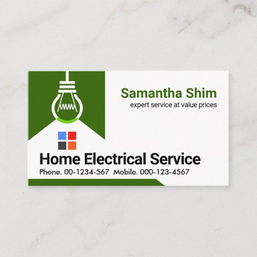 Light Bulb Shining On Home Business Card