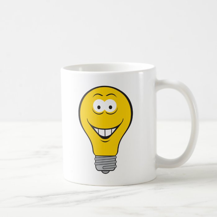 Light Bulb Smiley Face Coffee Mugs