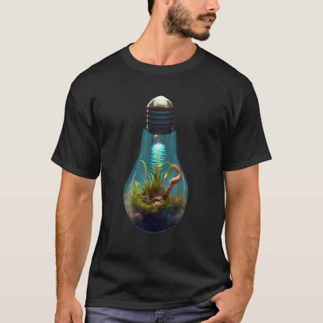 Light Bulb Terrarium For A Climate Change Activist T-Shirt (Front)