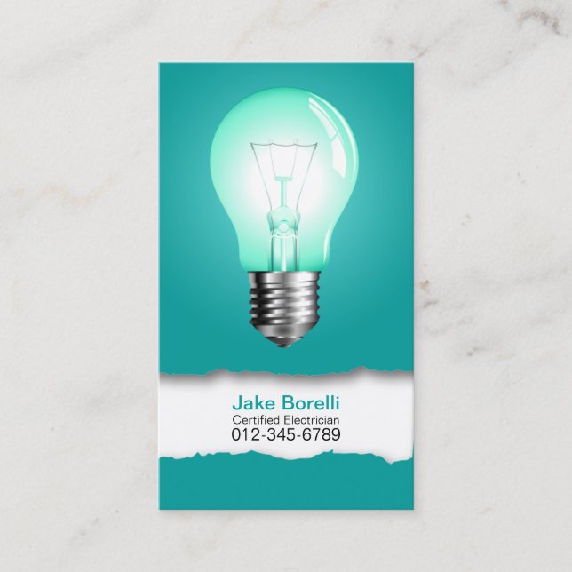 Light Bulb Turquoise Business Card (Front)