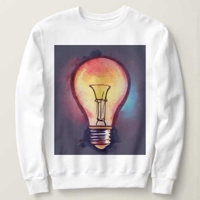 Light Bulb Watercolor Painting, Bulb Sweatshirt (Design Front)