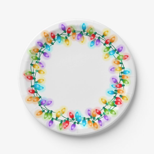 Light Bulb Wreath Paper Plates (Front)