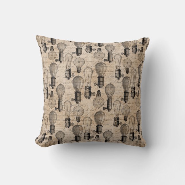 Light bulbs Architectural Drawing Sienna 2-sided Throw Pillow (Front)