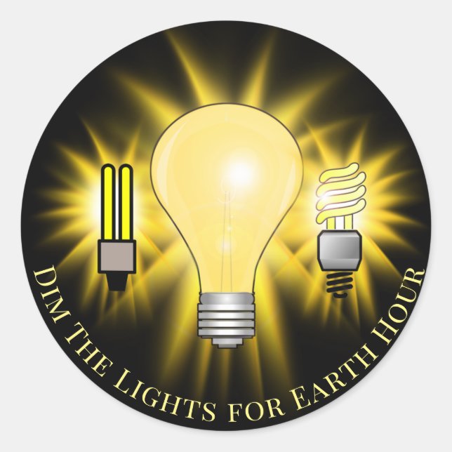 Light Bulbs Dim The Lights Earth Hour  Classic Round Sticker (Front)