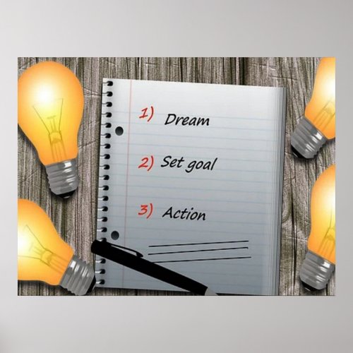 Light Bulbs Dream Set Goal Action Poster