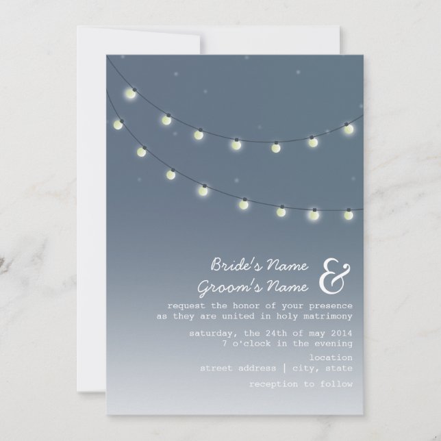 Light Bulbs Evening Wedding Invitation (Front)