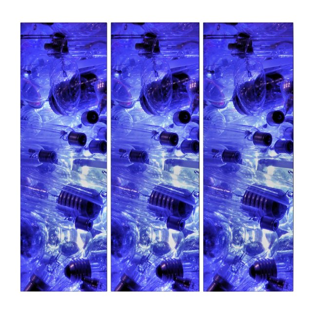 LIGHT BULBS IN BLUE TRIPTYCH (Front)