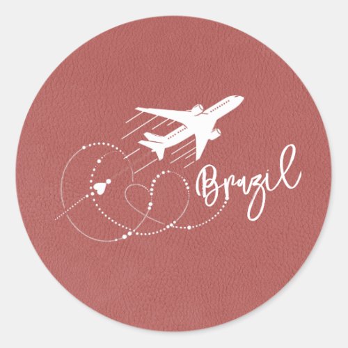 Light Burgundy Brazil Passport Classic Round Sticker